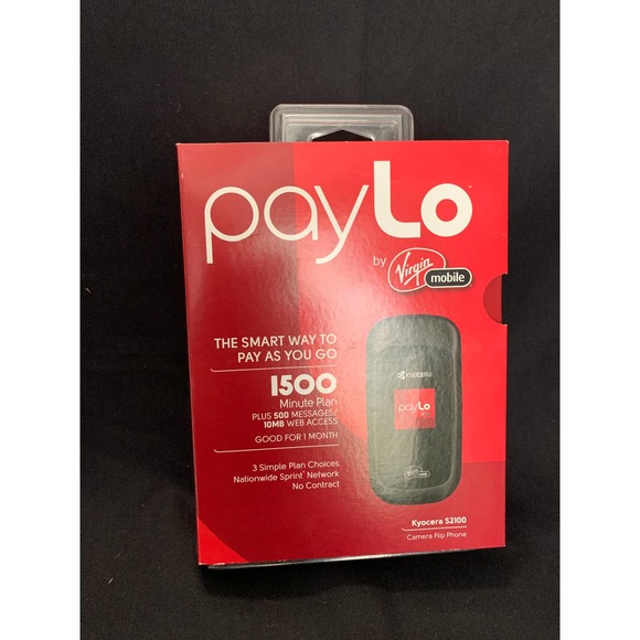 Kyocera S2100 Black Virgin Mobile Cellular Camera Flip Phone PayLo NEW SEALED - Picture 1 of 5